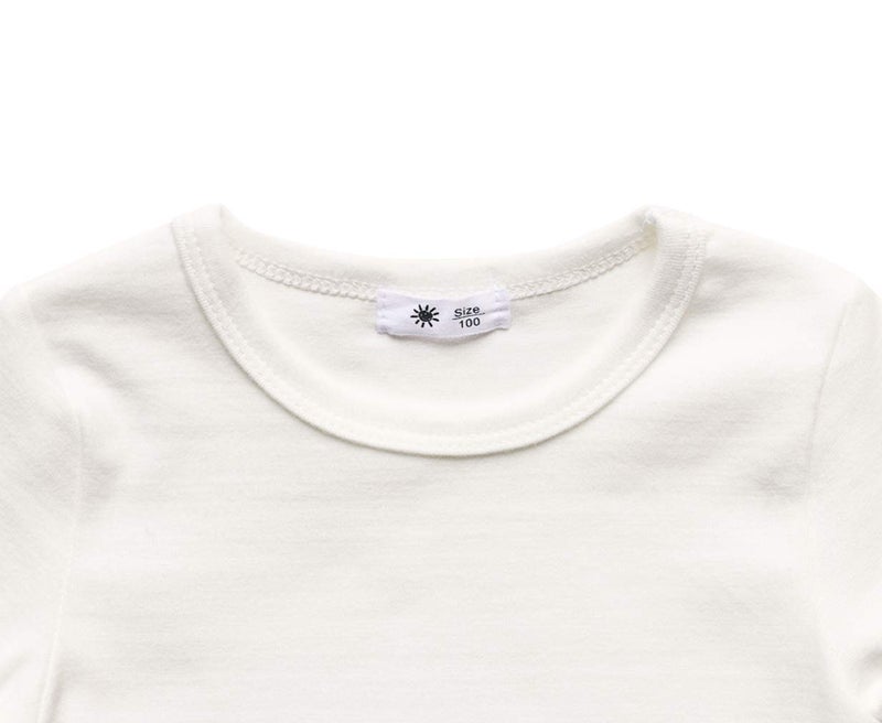 GLEAMING GRAIN Toddler Boys Girls Long Sleeve T-Shirts Unisex Kids Cotton Basic Round Neck Top Tee White 3T - Image 2